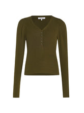 Load image into Gallery viewer, Rib Ruched Sleeve Henley