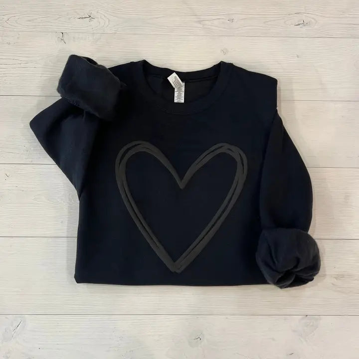 Embossed Heart Valentines Day Puff Sweatshirt