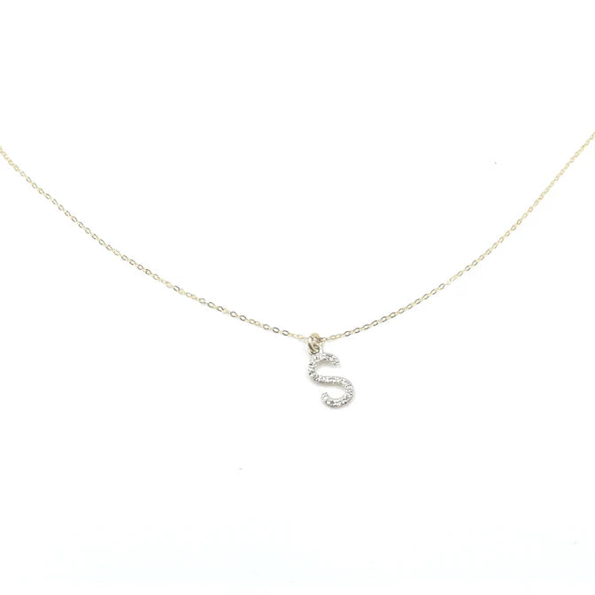 18" 14k Gold and Diamond Initial Necklace