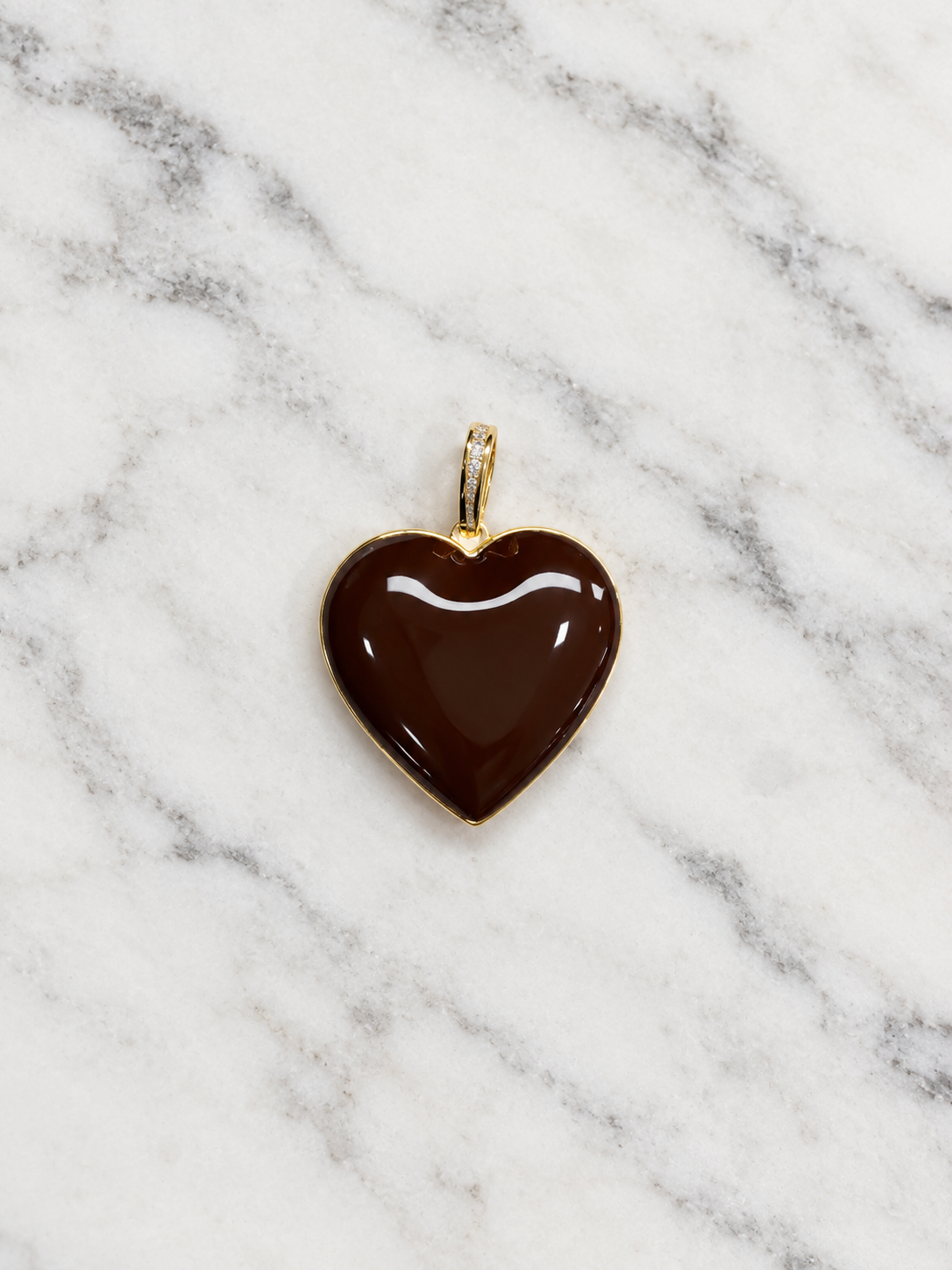 Chocolate Puffy Heart Charm