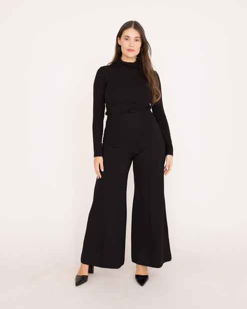 Ponte Knit Standard Wide Leg Pant