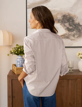 Load image into Gallery viewer, Tailored Button Up Shirt Tan Mini White Stripe