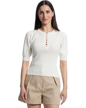 Load image into Gallery viewer, Elbow Sleeve Henley Sweater