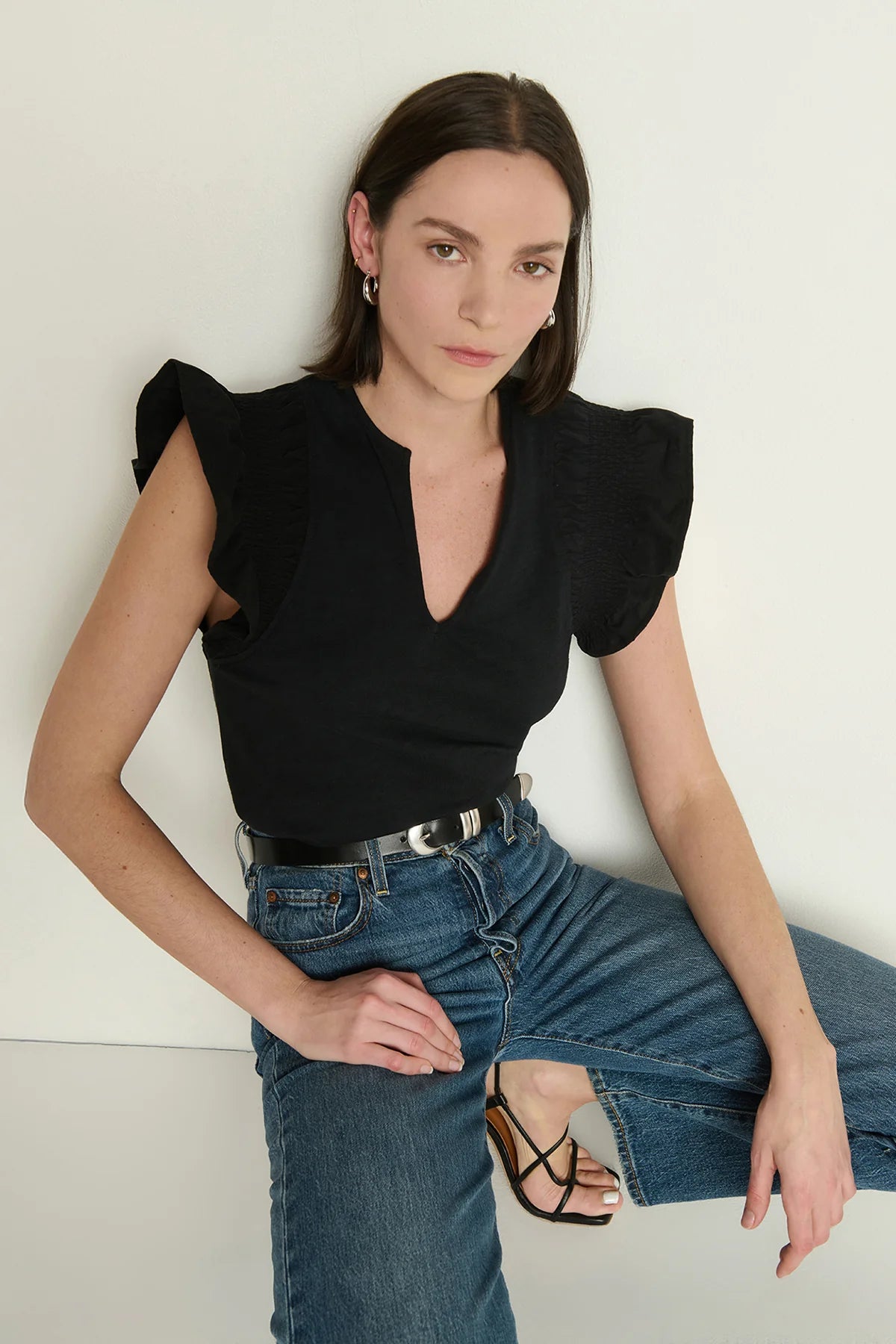 Christa Ruffle Sleeve Top