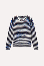 Load image into Gallery viewer, Supima Cotton Cashmere Paint Splatter Striped Crew