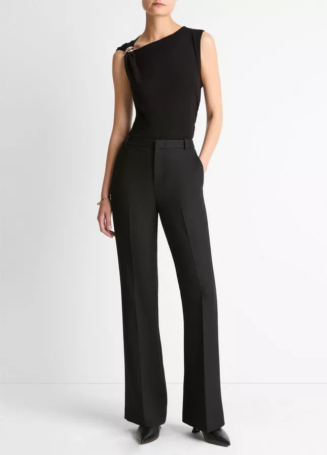 Cinched-Shoulder Wool-Blend Top