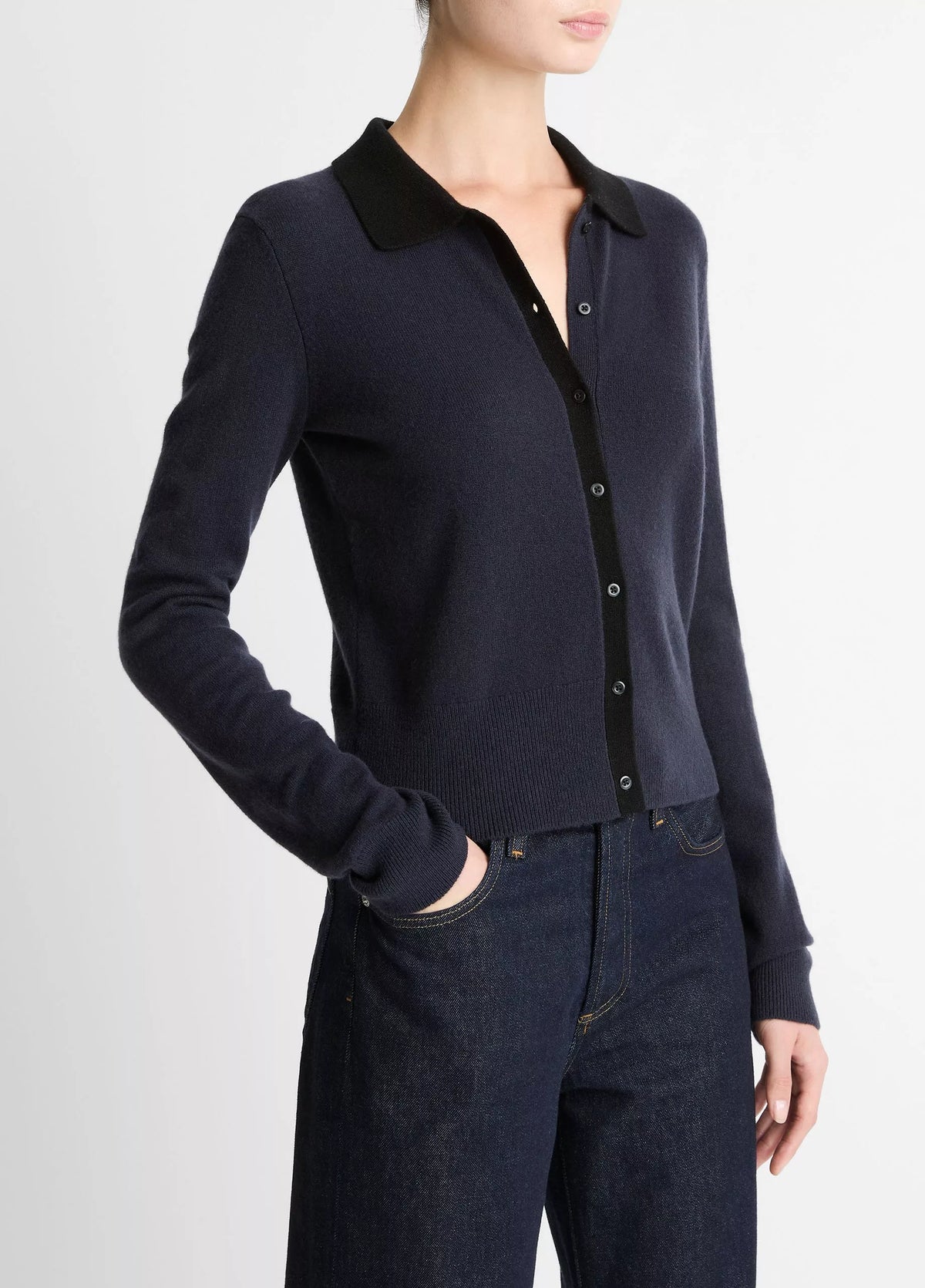 Contrast-Trim Wool & Cash-Blend Cardigan