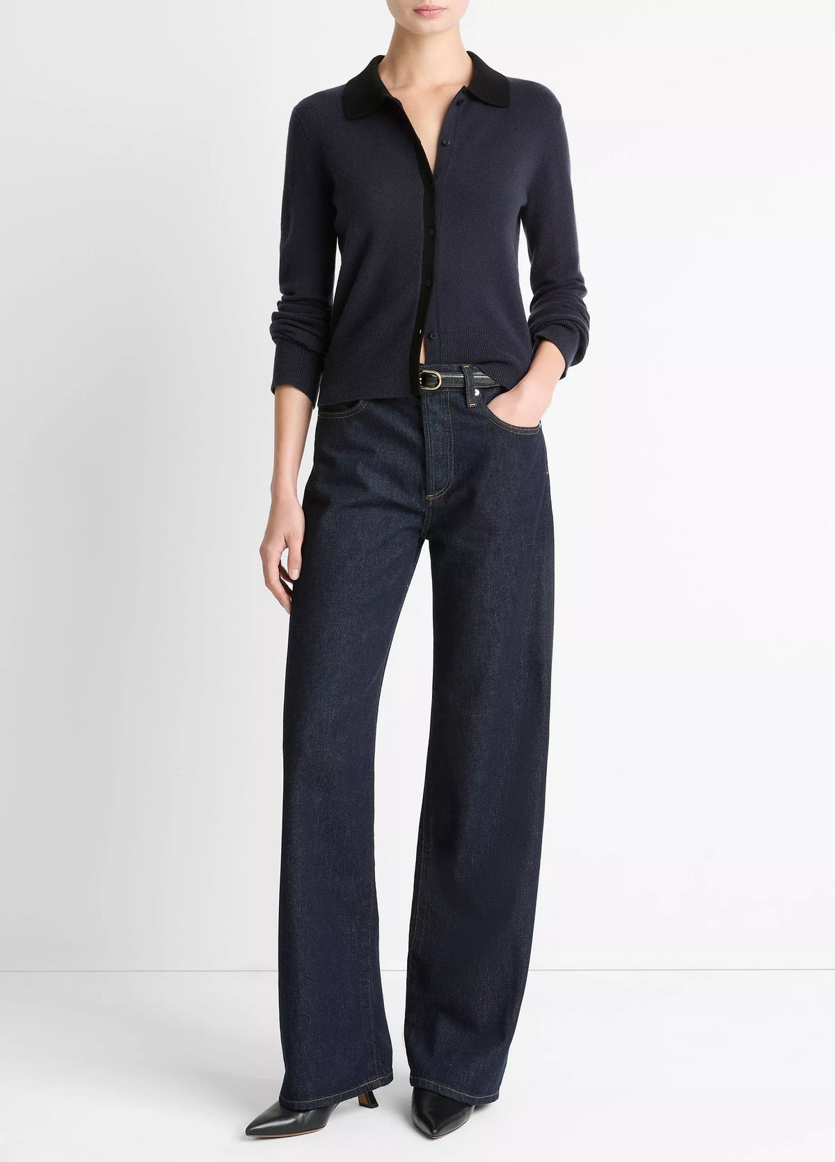 Contrast-Trim Wool & Cash-Blend Cardigan