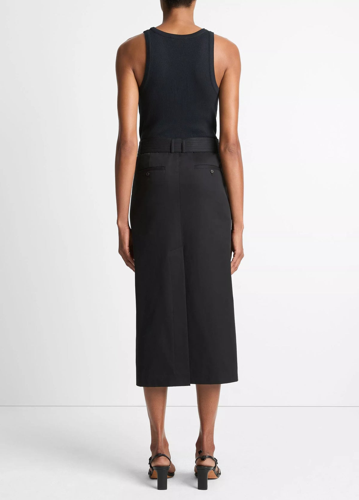 Faux Leather Trim Pencil Skirt