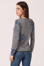 Load image into Gallery viewer, Supima Cotton Cashmere Paint Splatter Striped Crew