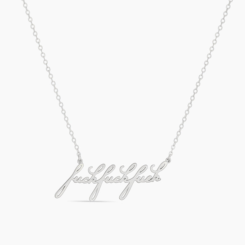 F** Script Necklace
