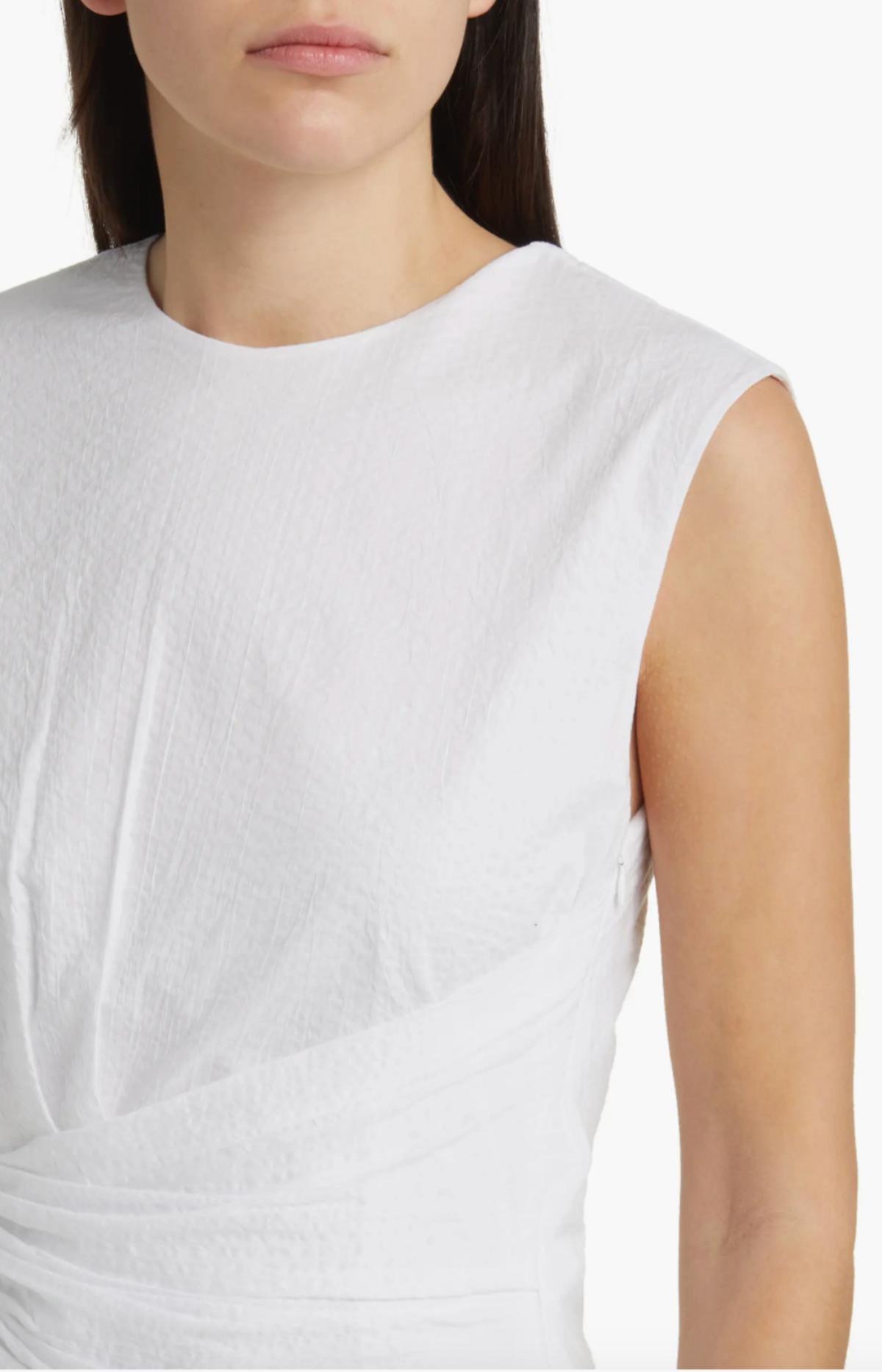 Ruched Sleeveless Midi Dress