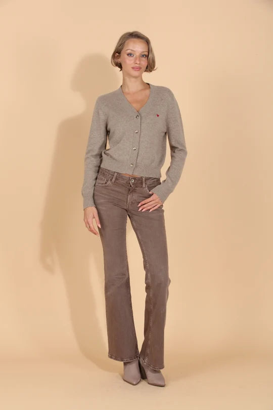 Cashmere Wool Blend V Neck Cardigan