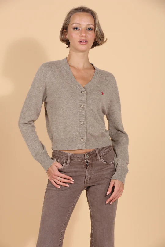Cashmere Wool Blend V Neck Cardigan