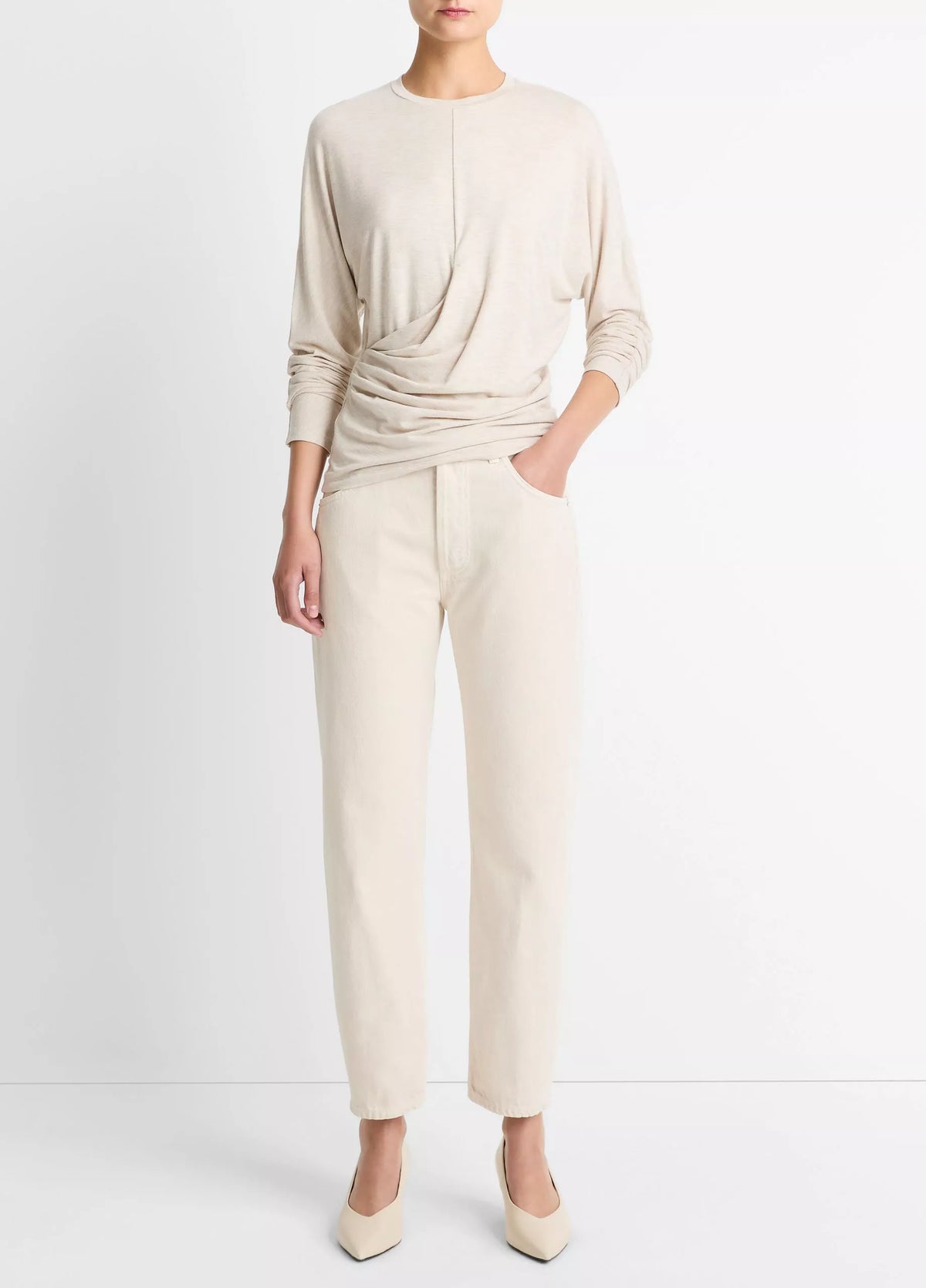 Fixed Drape L/S Crew