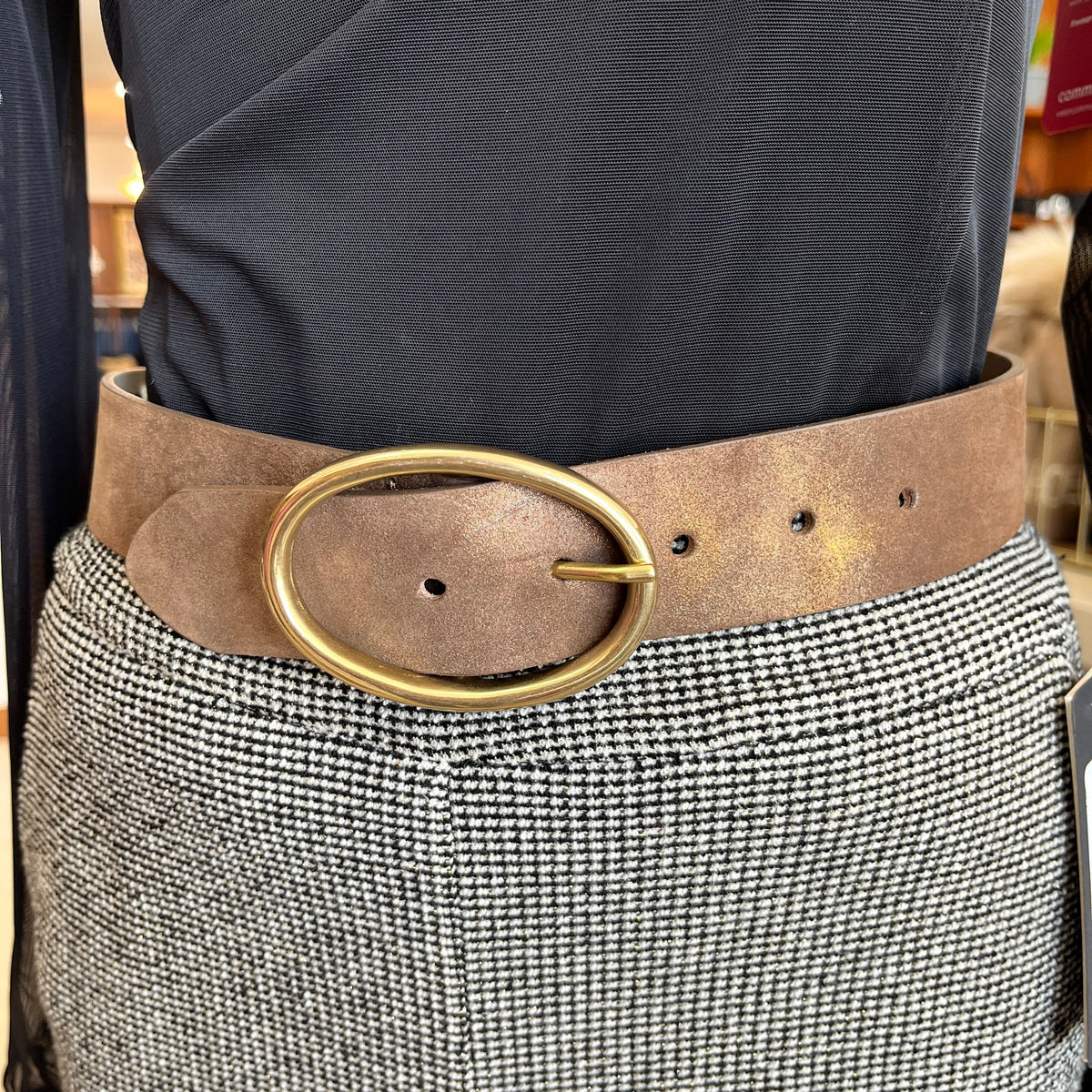 Shimmer Chocolate Gold Oval Belt