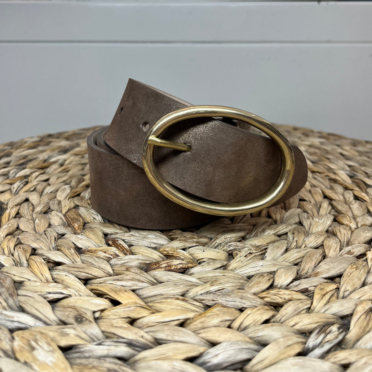 Shimmer Chocolate Gold Oval Belt
