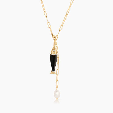 Marin Black Enamel Fish Charm