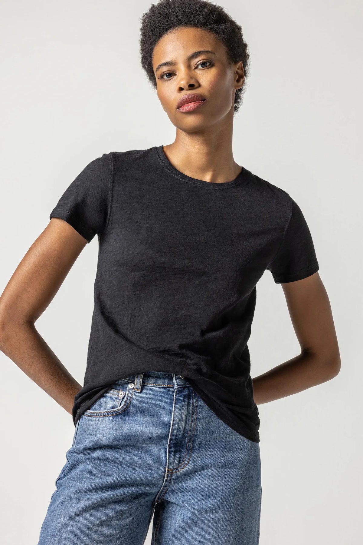 Short Sleeve Back Seam Crewneck