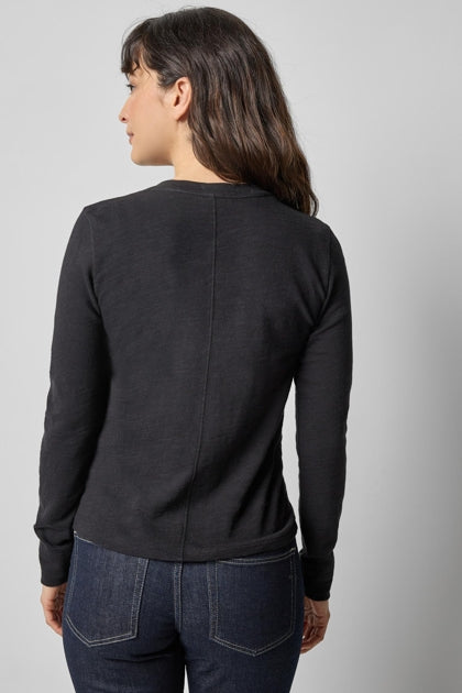 Long Sleeve Self Trim V-Neck
