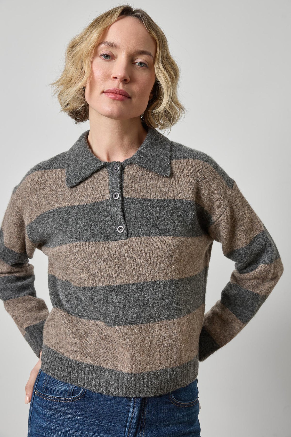 Striped Polo Sweater