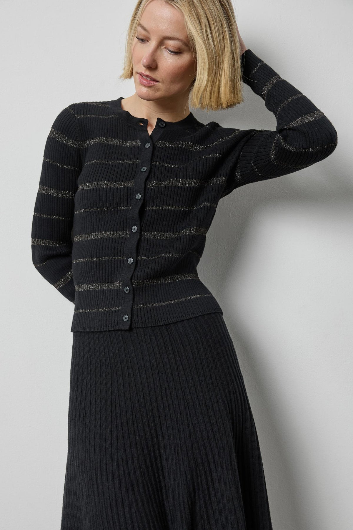 Metallic Stripe Cardigan