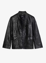Load image into Gallery viewer, Veryn Crinkled Leather Blazer