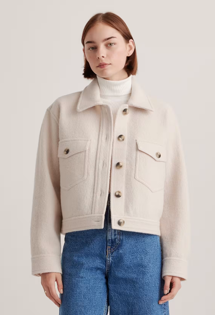 Merino Wool Cropped Shirt Jacket