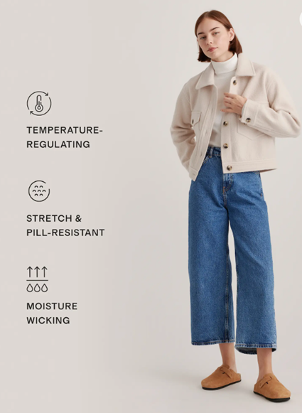 Merino Wool Cropped Shirt Jacket