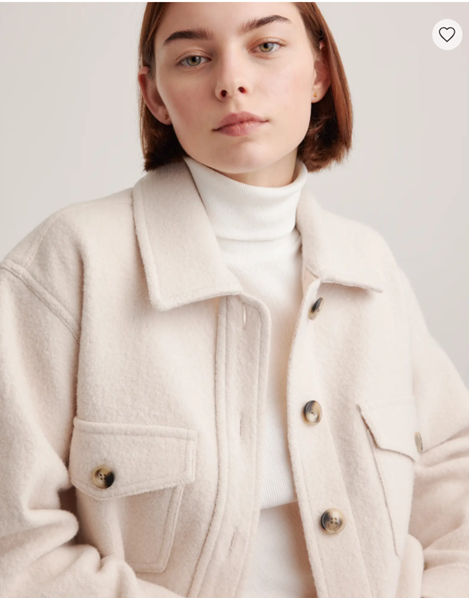 Merino Wool Cropped Shirt Jacket