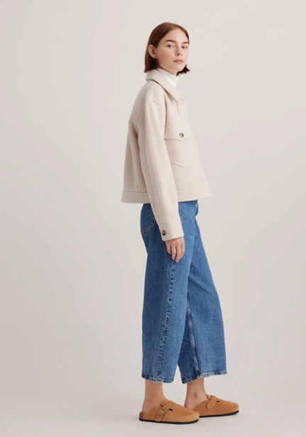Merino Wool Cropped Shirt Jacket