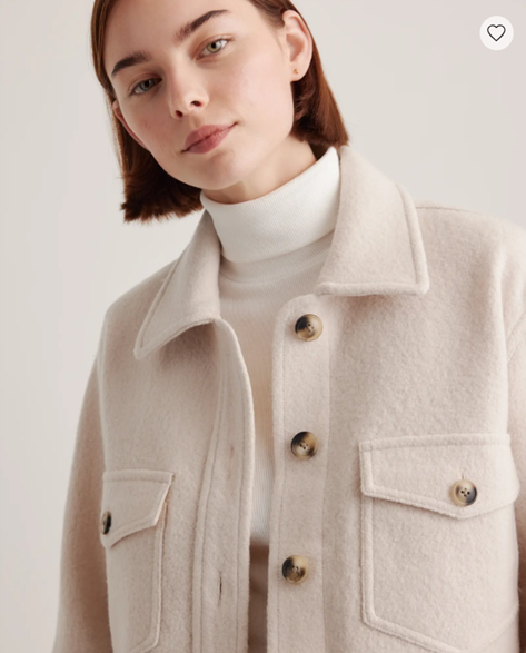 Merino Wool Cropped Shirt Jacket