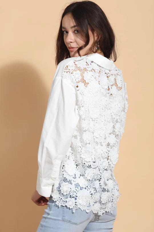 Cotton Shirt with 3-D Applique Back