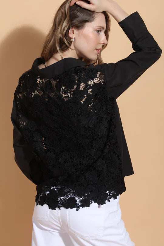 Cotton Shirt with 3-D Applique Lace