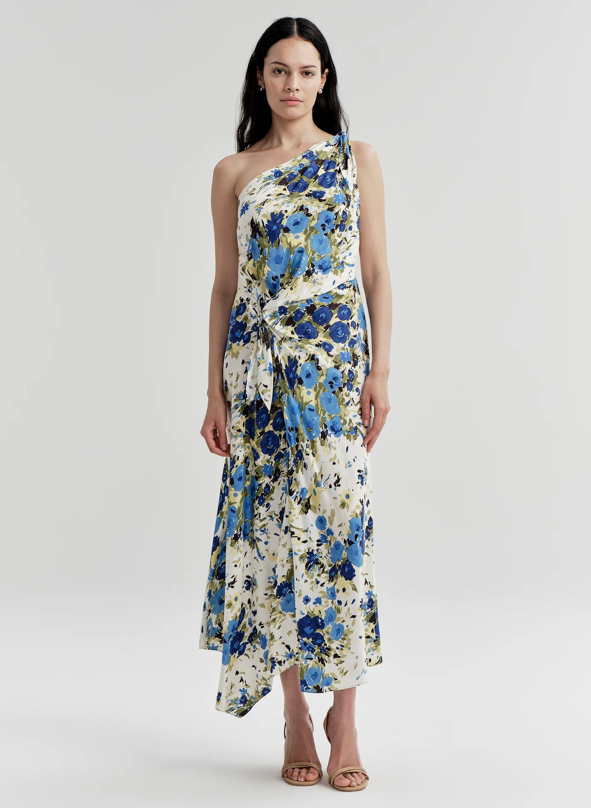 Elliana Floral One Shoulder Midi Dress