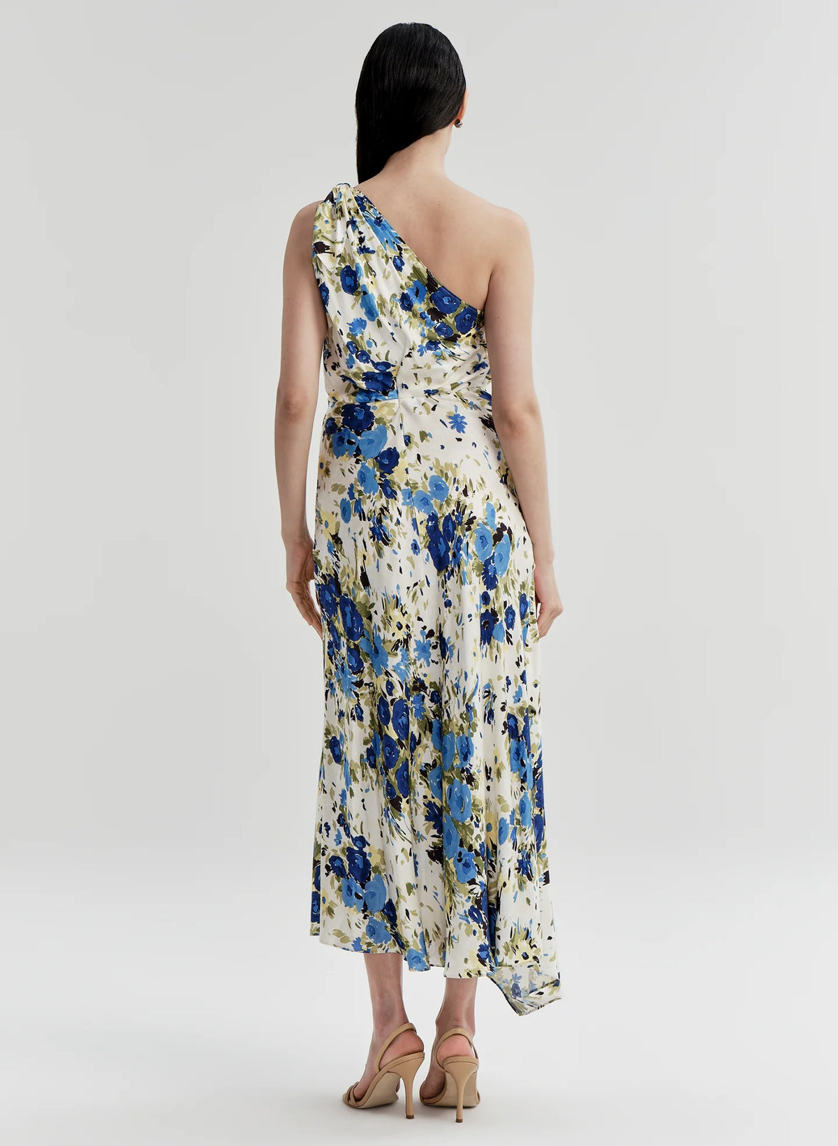 Elliana Floral One Shoulder Midi Dress