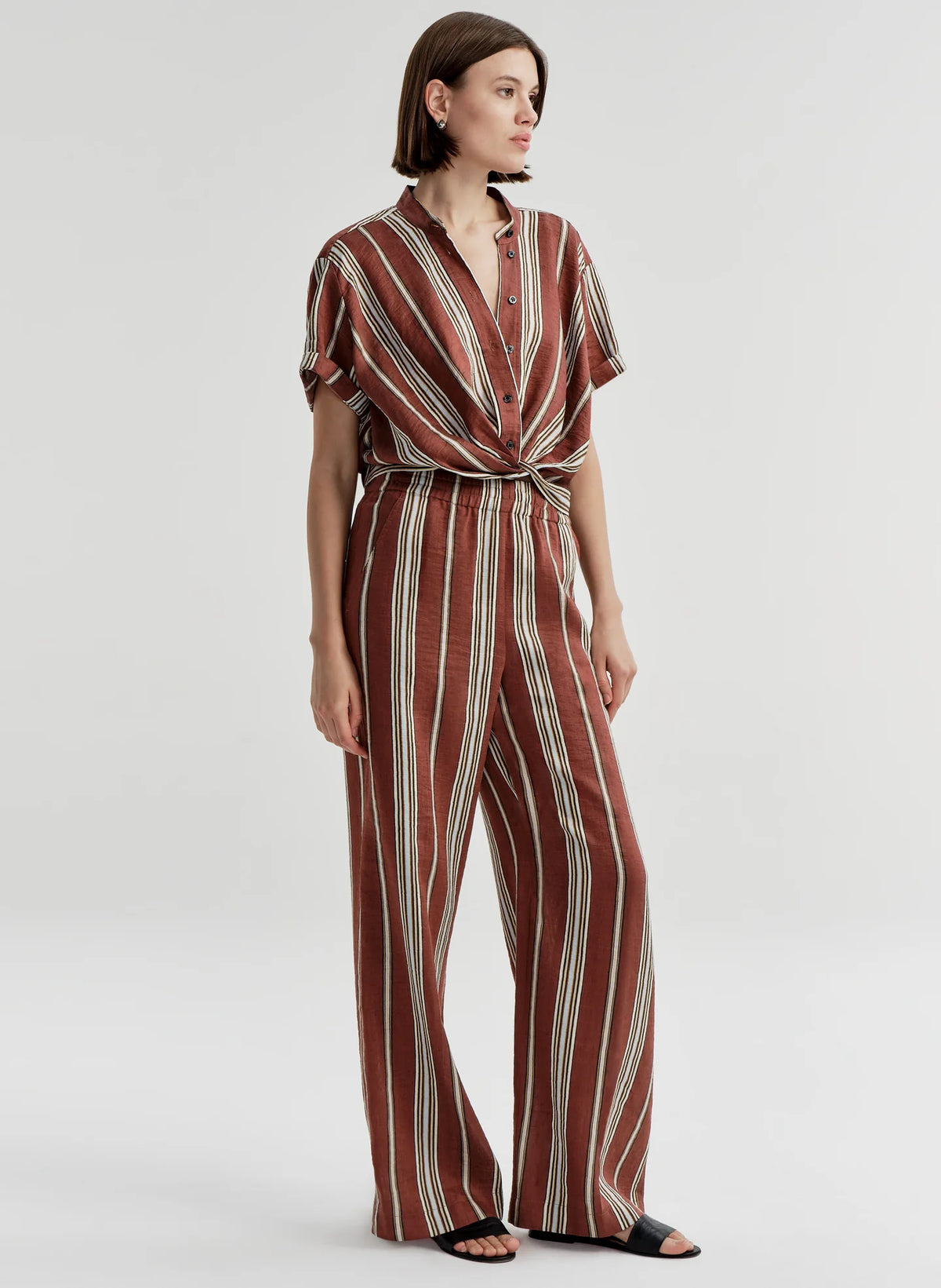 Leonore Short Sleeve Striped Linen Shirt