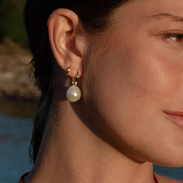 Talia Pearl Hoop Earrings