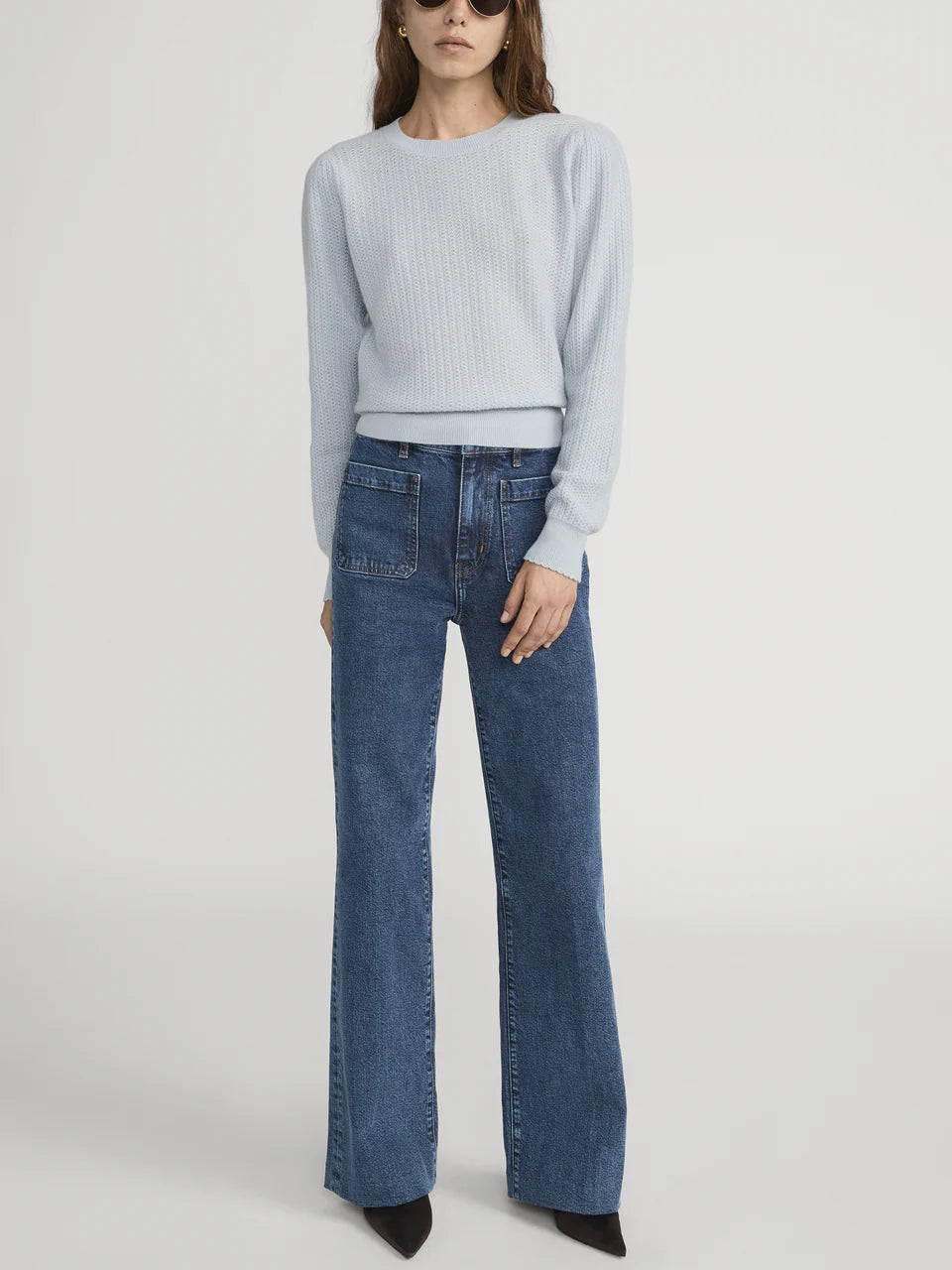 The Chain Pointelle Long Sleeve Sweater