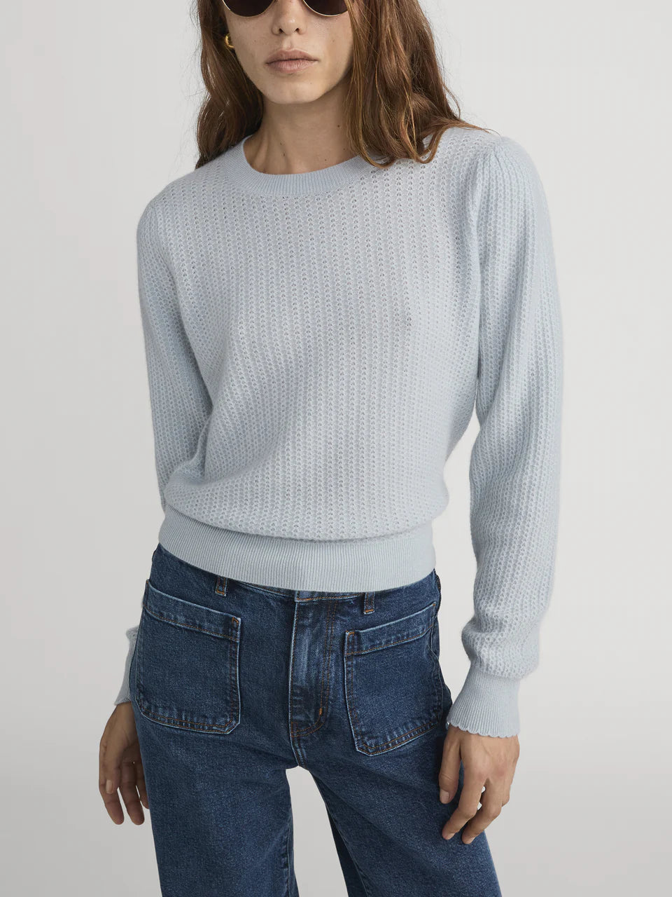 The Chain Pointelle Long Sleeve Sweater