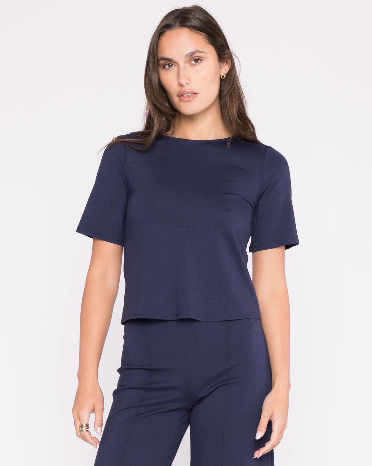 Ponte Knit Short Sleeve Top