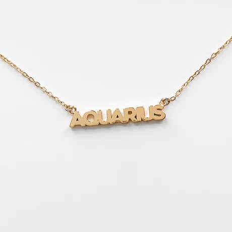 Zodiac Block Font Script Necklace