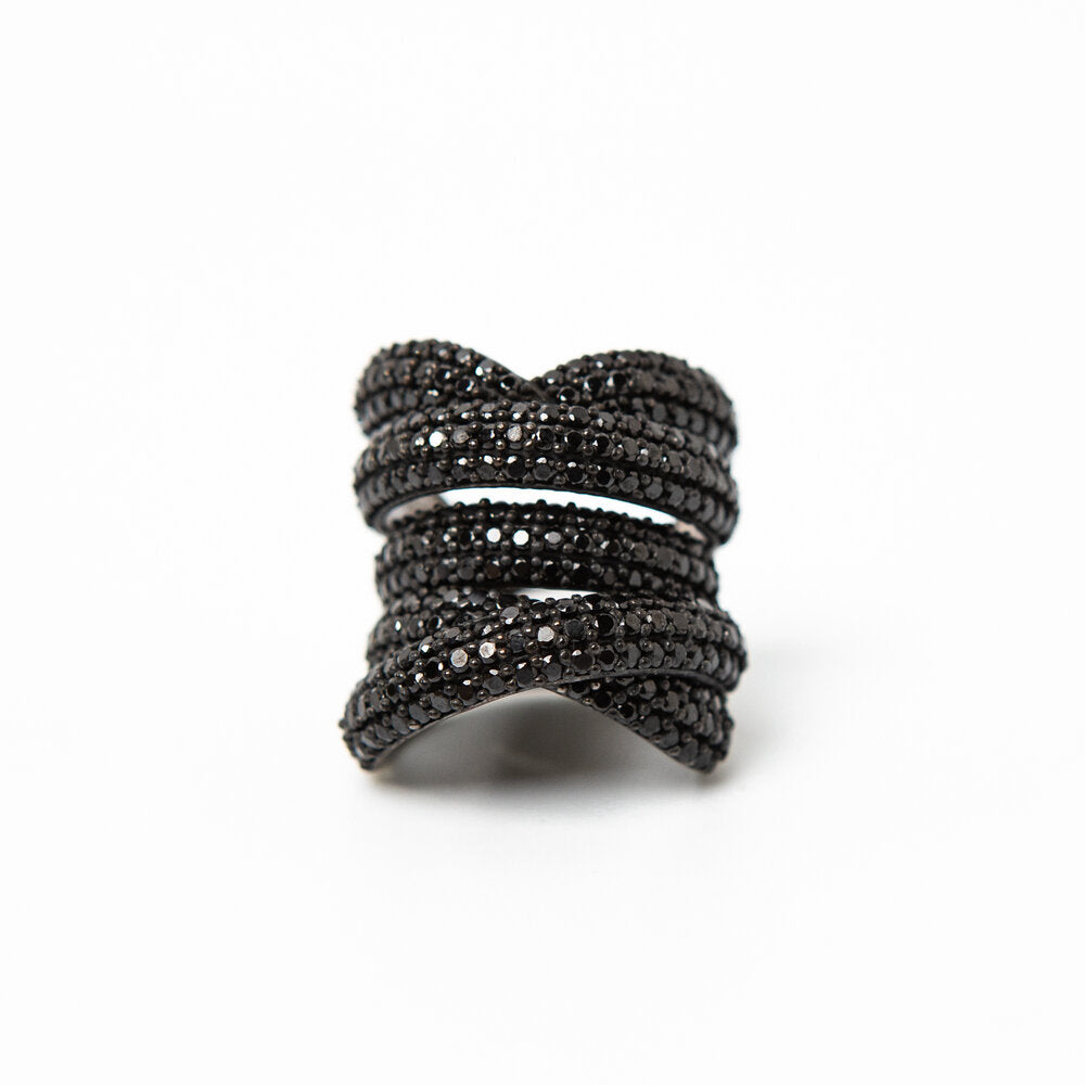 Cross Layer Sapphire Ring