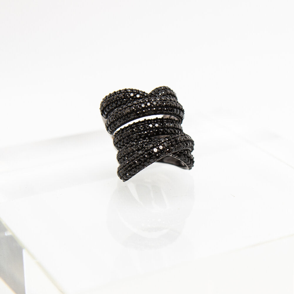 Cross Layer Sapphire Ring
