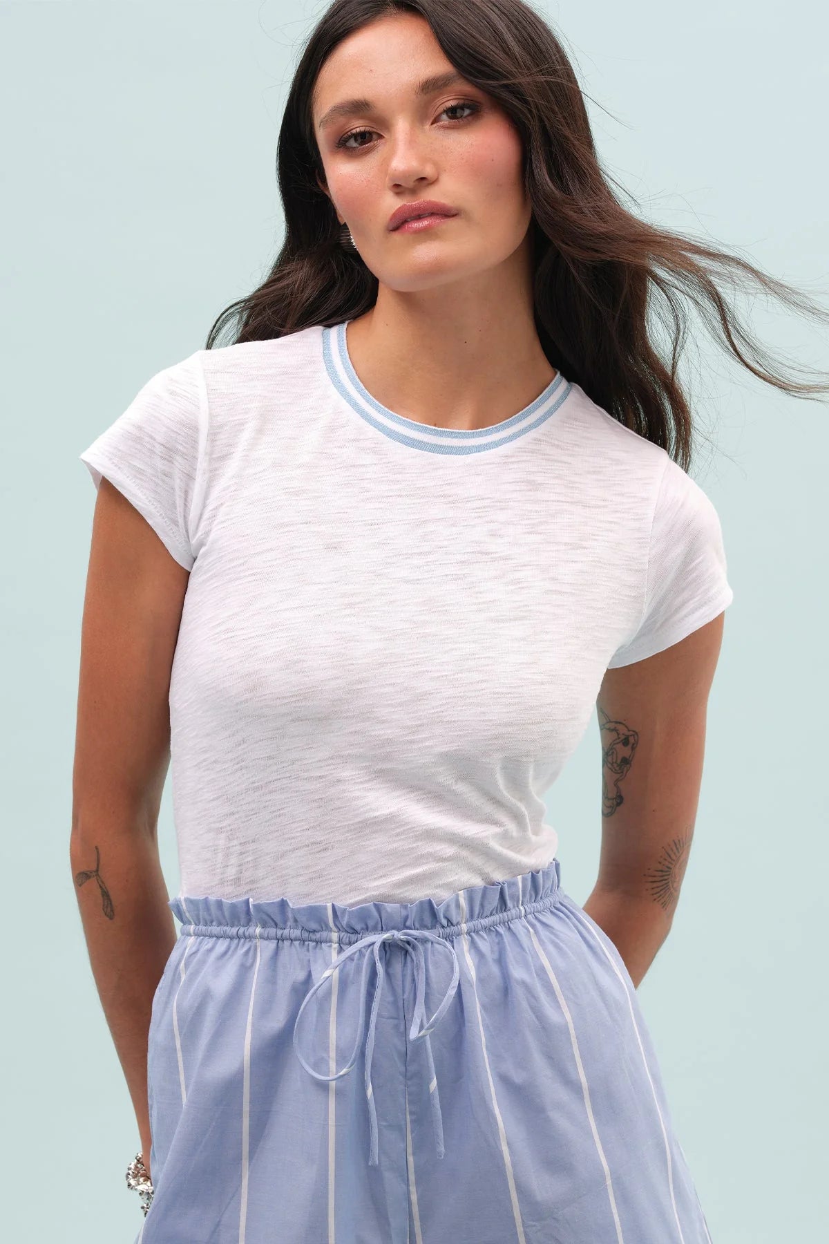 Double Shimmer Tipped Ringer Tee