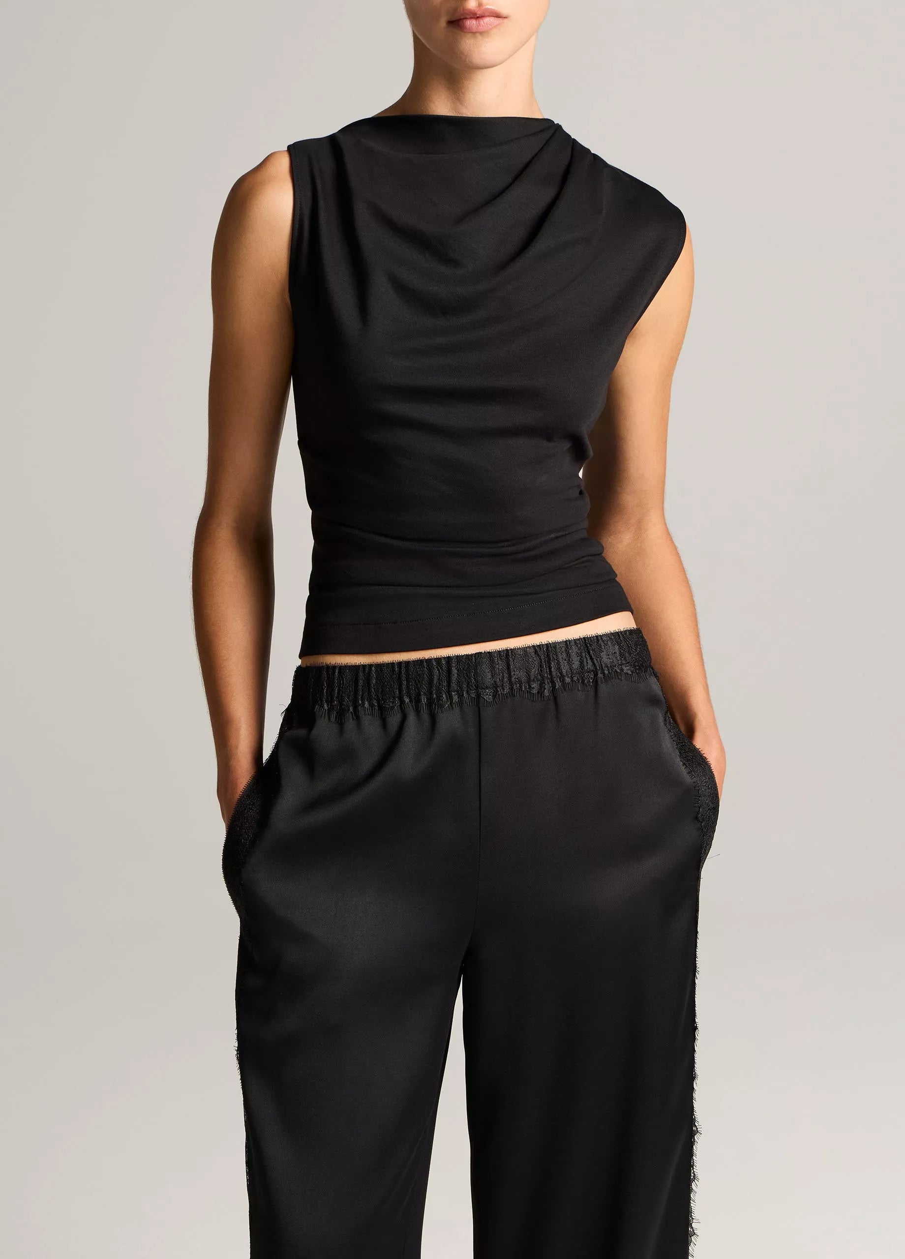 Pima Cotton Draped Sleeveless Top