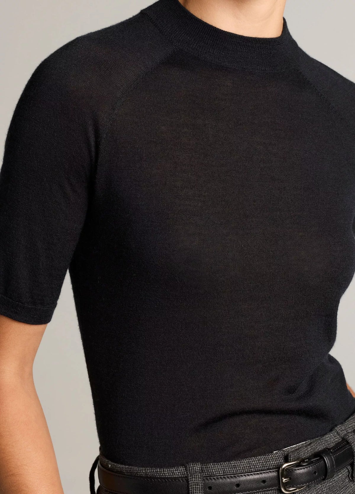 Cashmere-Silk Mock-Neck Raglan Sweater