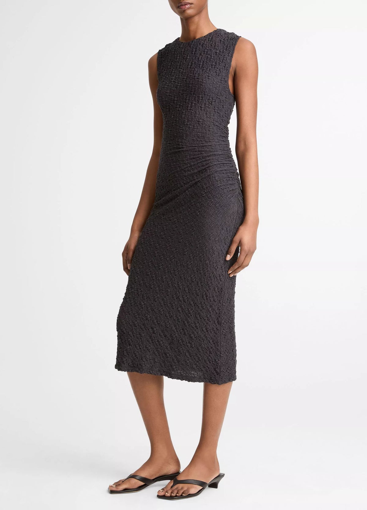 Smocked Cotton-Blend Side-Drape Dress