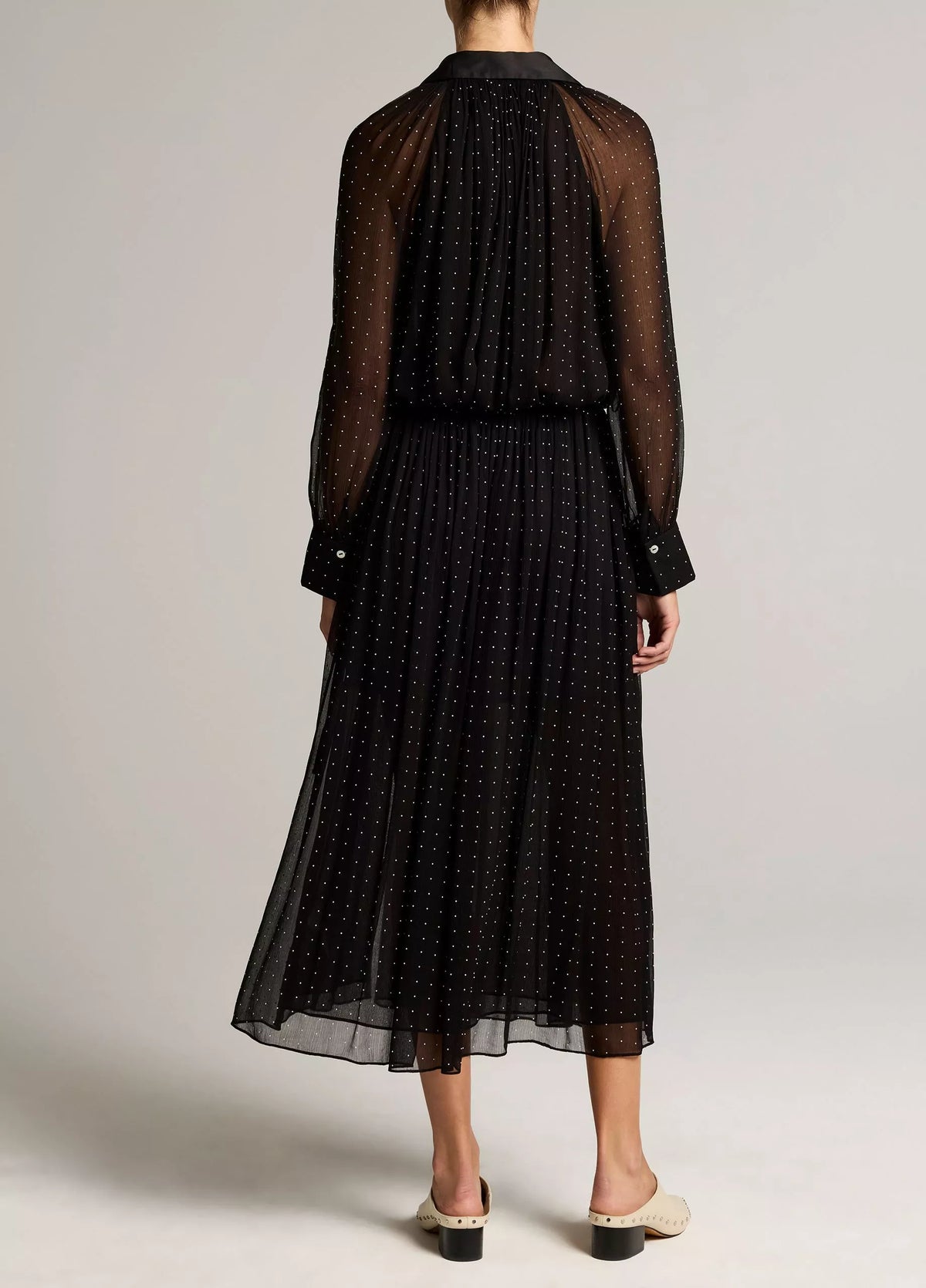Heat-Set Dot Chiffon Gathered Skirt