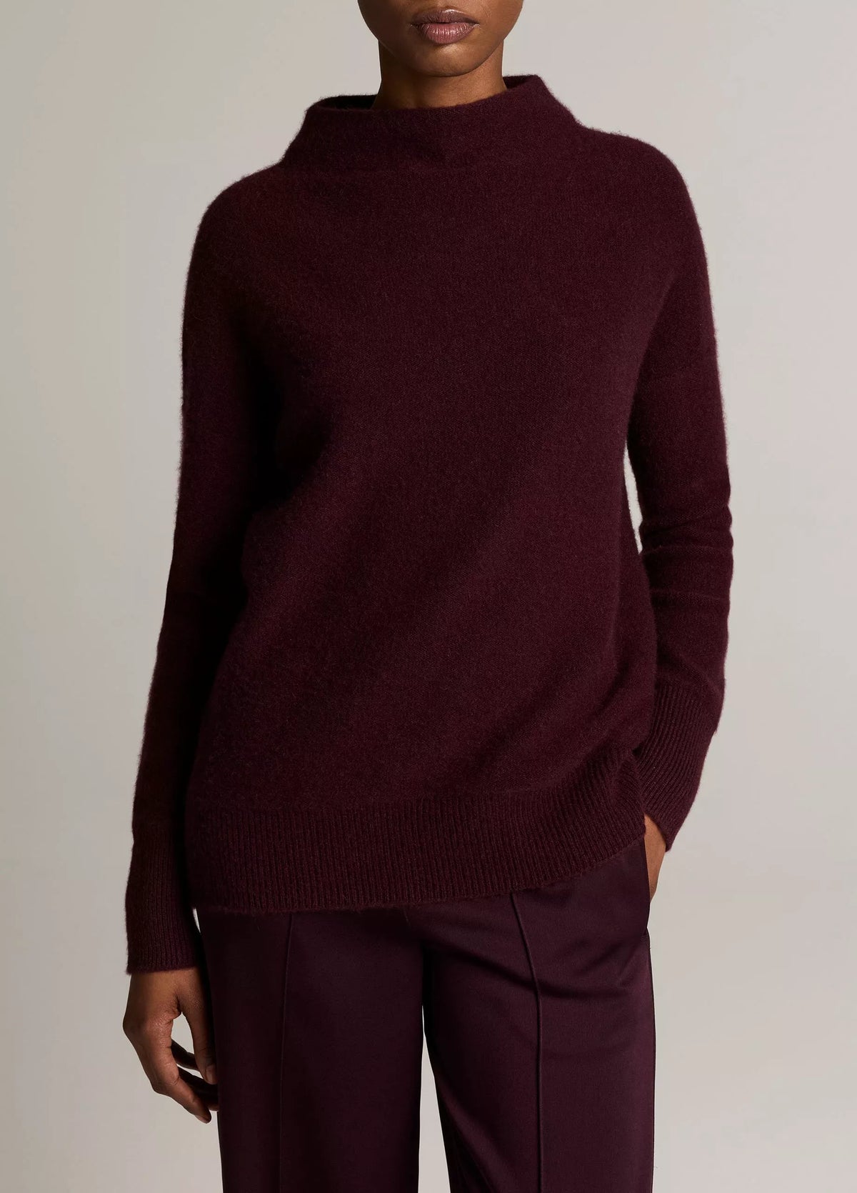 Plush Cashmere Funnel-Neck Sweater